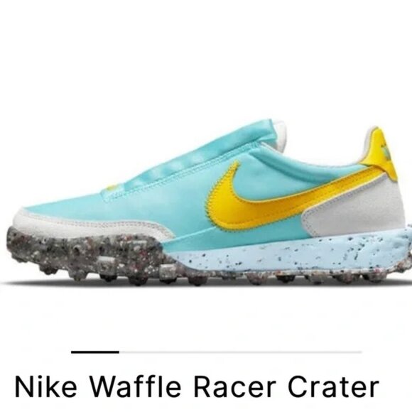Nike Waffle Racer Crater Sneakers in Bleached Aqua - Picture 1 of 14